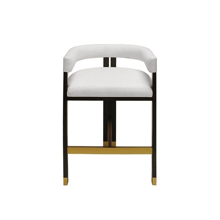 Cruise Wood & White Linen Counter Stool