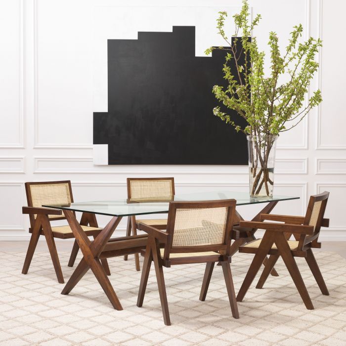 Aristide Black Dining Chair Chair with Rattan Cane Webbing