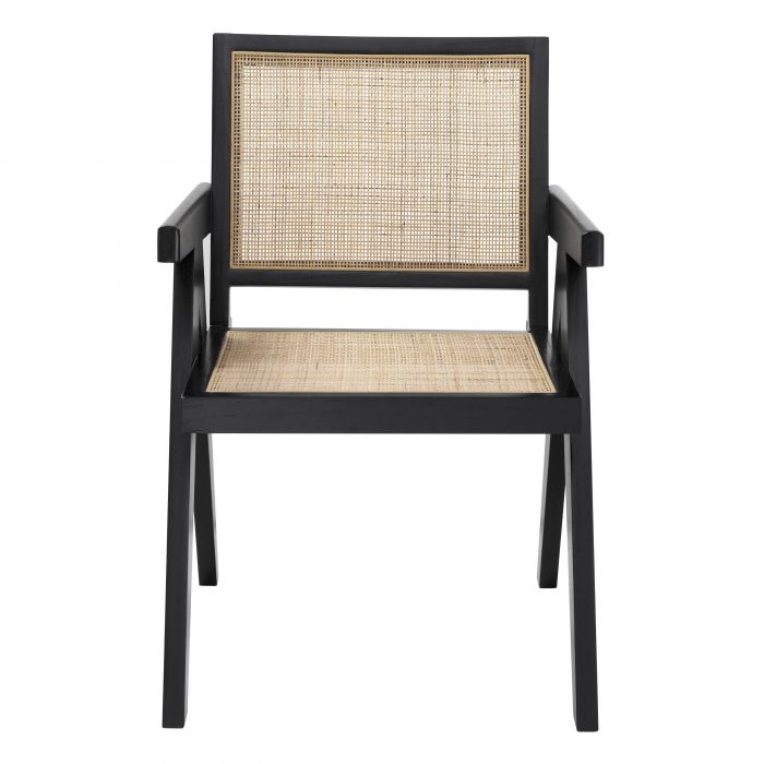 Aristide Black Dining Chair Chair with Rattan Cane Webbing