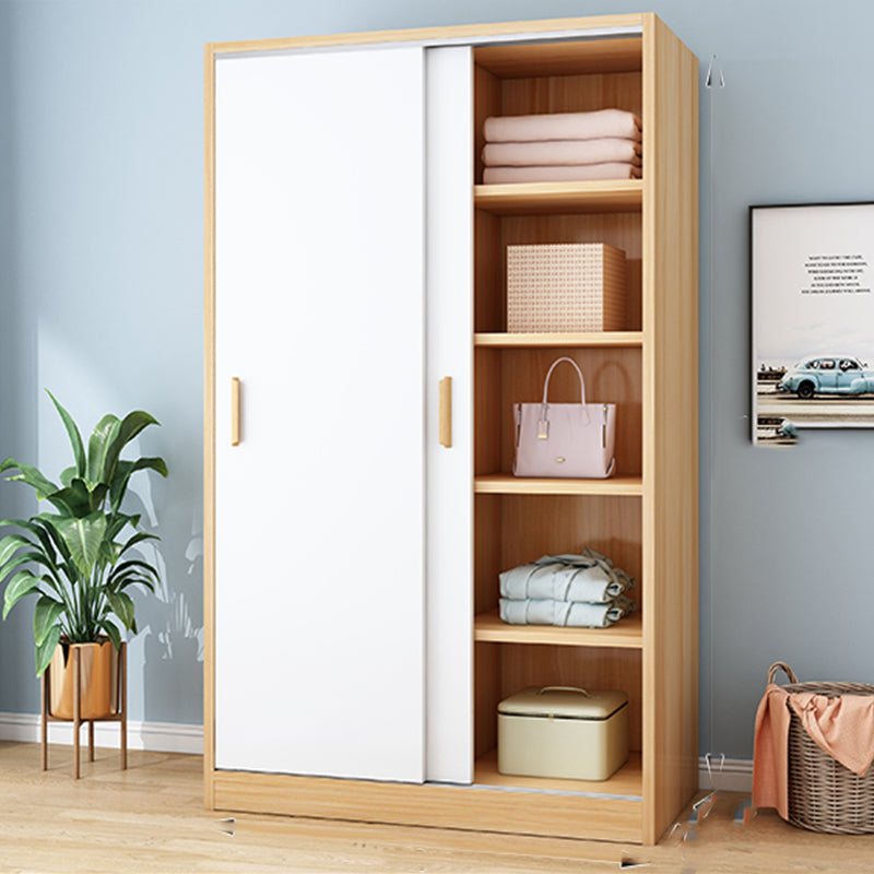 Freestanding Wood Frame Wardrobe Armoire Contemporary Multifunctional Wardrobe