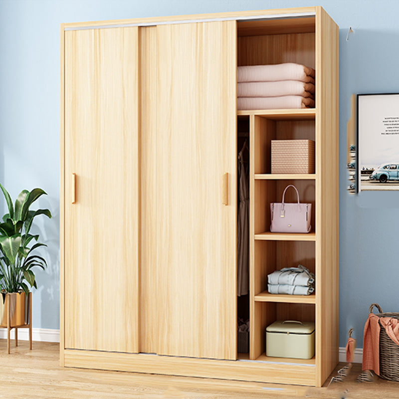 Freestanding Wood Frame Wardrobe Armoire Contemporary Multifunctional Wardrobe