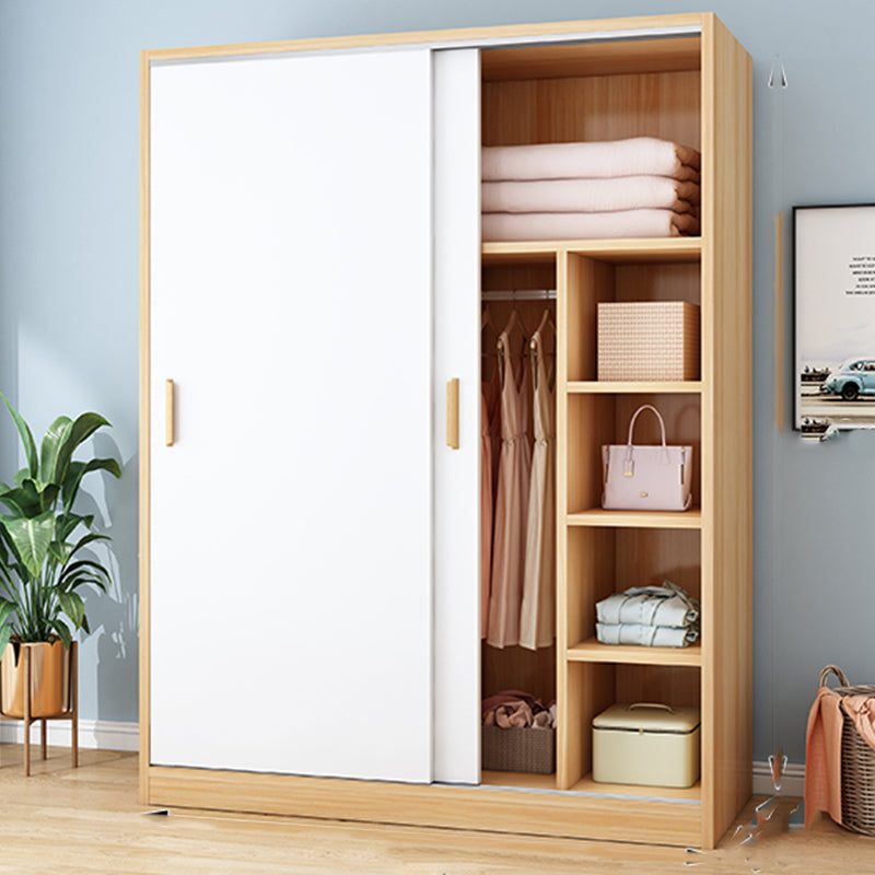 Freestanding Wood Frame Wardrobe Armoire Contemporary Multifunctional Wardrobe