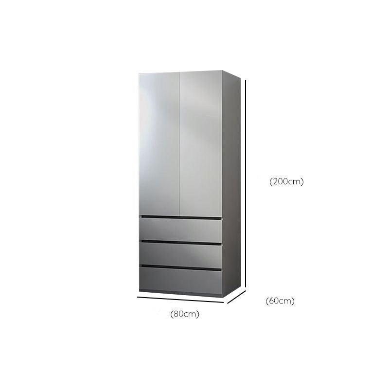 Modern Wood Frame Wardrobe Armoire Freestanding Wardrobe with 3 Self Close Drawers