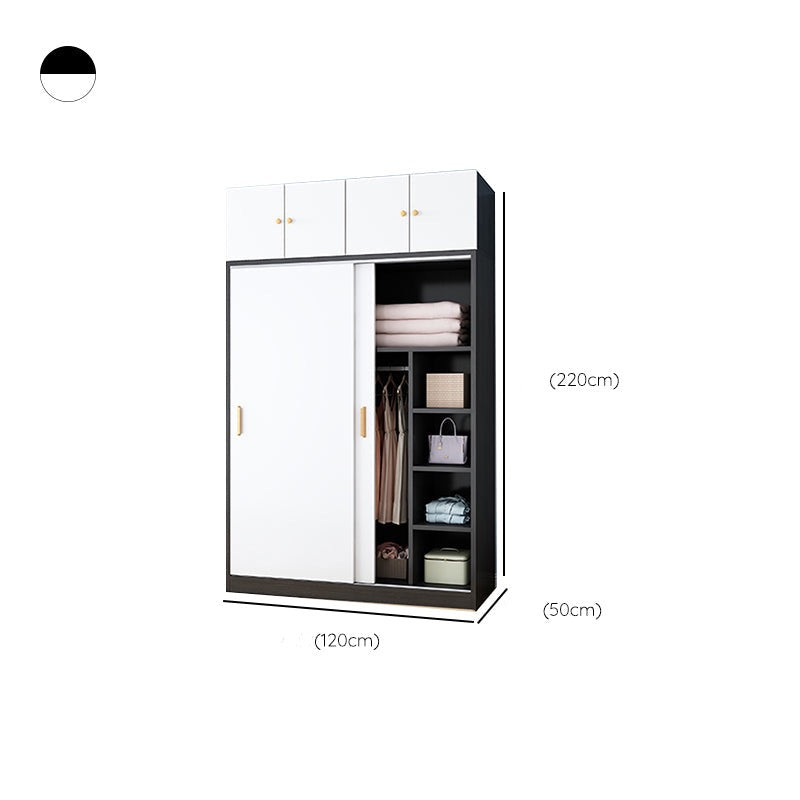 Freestanding Wood Frame Wardrobe Armoire Contemporary Multifunctional Wardrobe