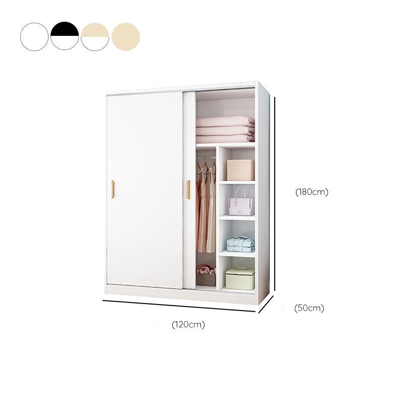 Freestanding Wood Frame Wardrobe Armoire Contemporary Multifunctional Wardrobe