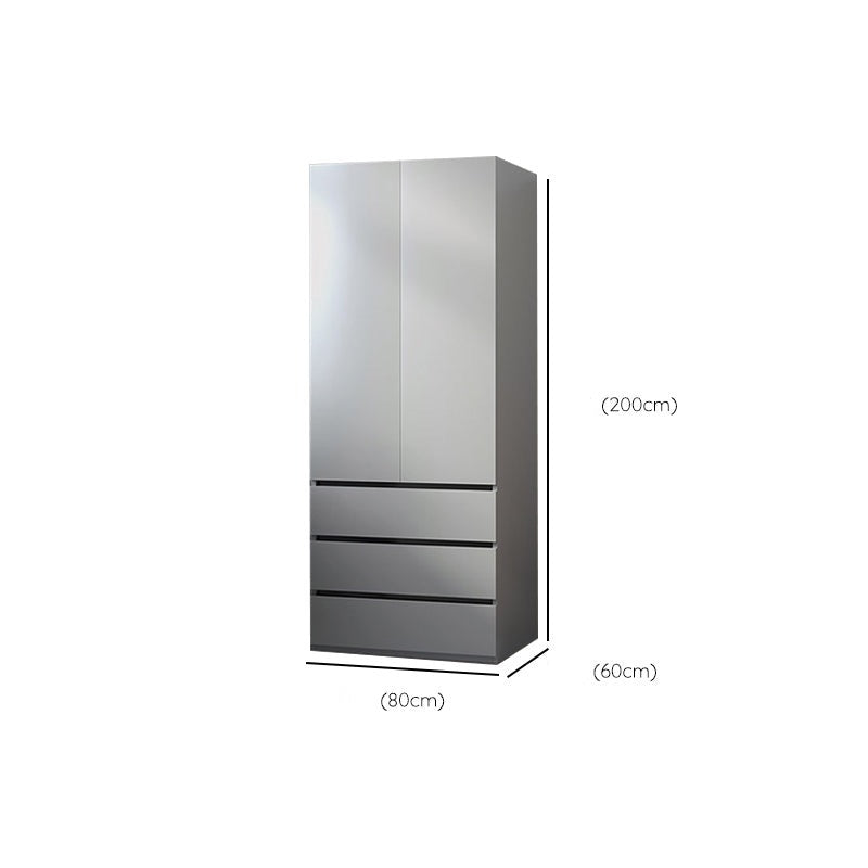 Modern Wood Frame Wardrobe Armoire Freestanding Wardrobe with 3 Self Close Drawers
