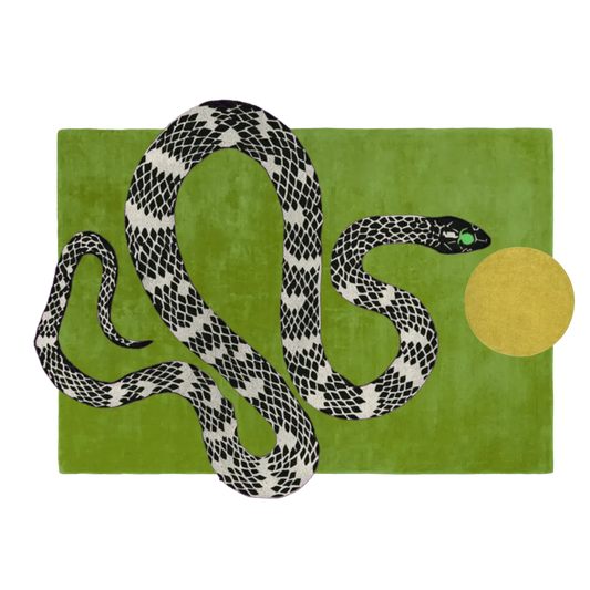 Snake and Sun Hand Tufted Wool Rug
