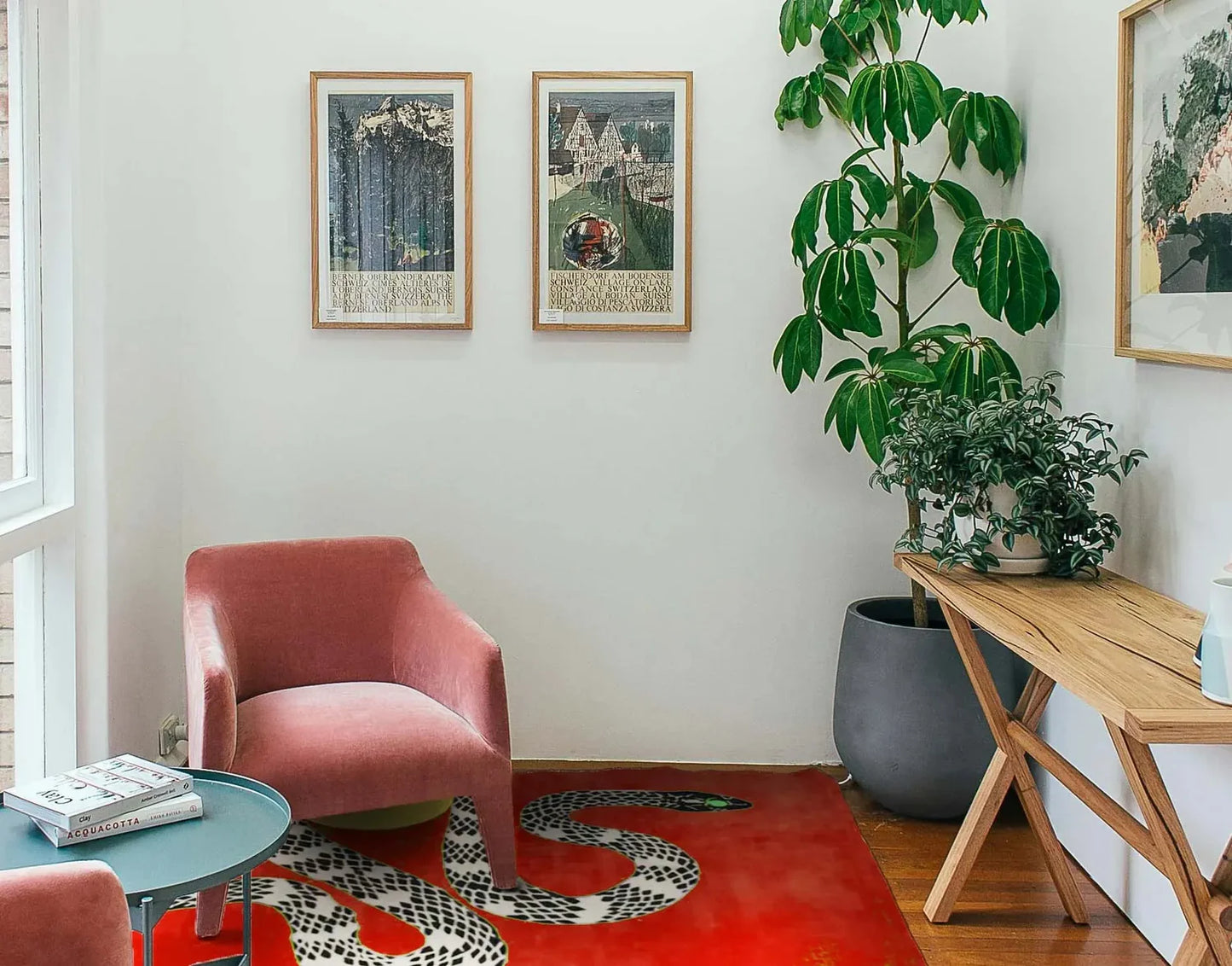 Snake and Sun Hand Tufted Wool Rug