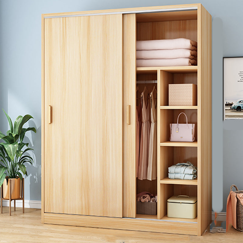 Freestanding Wood Frame Wardrobe Armoire Contemporary Multifunctional Wardrobe